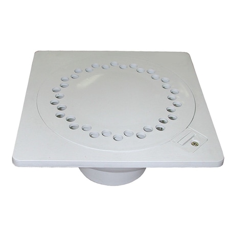 Jones Stephens 9in. x 9in. PVC Bell Trap with Hinged Lid and 4in. Hub Fit Outlet D42010H